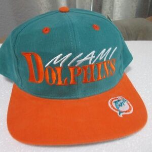 Vtg TEAM NFI ANINCO   MIAMI DOLPHINS TRUCKER green/orange Hat